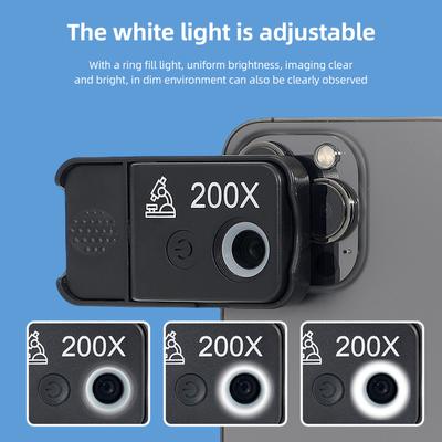 200x Mobile Microscope Microscope Mobile Phone Microscope Microscope with LED Lights CPL Filter for