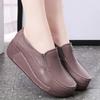 Fashion Soft Flatform Shoes Ladies Wedges Non-Slip Walking Shoes Lightweight Genuine Leather Casual Shoes Women Thick Bottom
