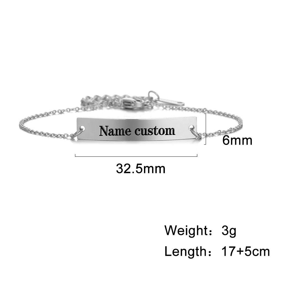 

Lemegeton Индивидуальный Браслет с Именем Гравировка Имени Подвеска для Женщин Мужчин Персонализированный Браслет-Шарм из Нержавеющей Стали Ювелирные Изделия Подарки Steel Color&21-26cm