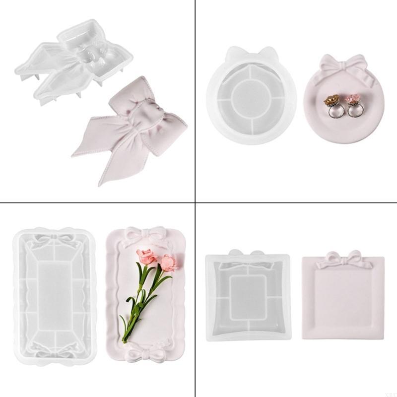 Bowknot Storage Tray Mold Gypsum Plsater Silicone Mould Jewelry Display Organizers Epoxy Resin Molds Mold Craft X3UC