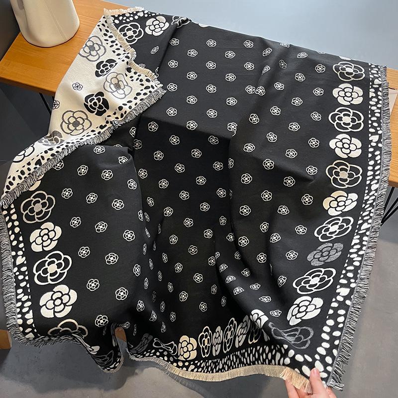 

Зимний женский шарф Корейский цветочный принт Двусторонний Имитация кашемира Модный Буфанда Эшарп Шарфы Толстая шаль-накидка 134X132cm