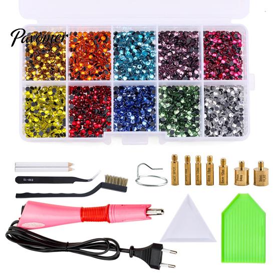 Flatback Rhinestone Setter Wand Hotfix Applicator Kit with 7 Tips, Hot Fix Crafting Supplies Tool, for DIY Clothing Fabric Craft Projects Shoes Bags