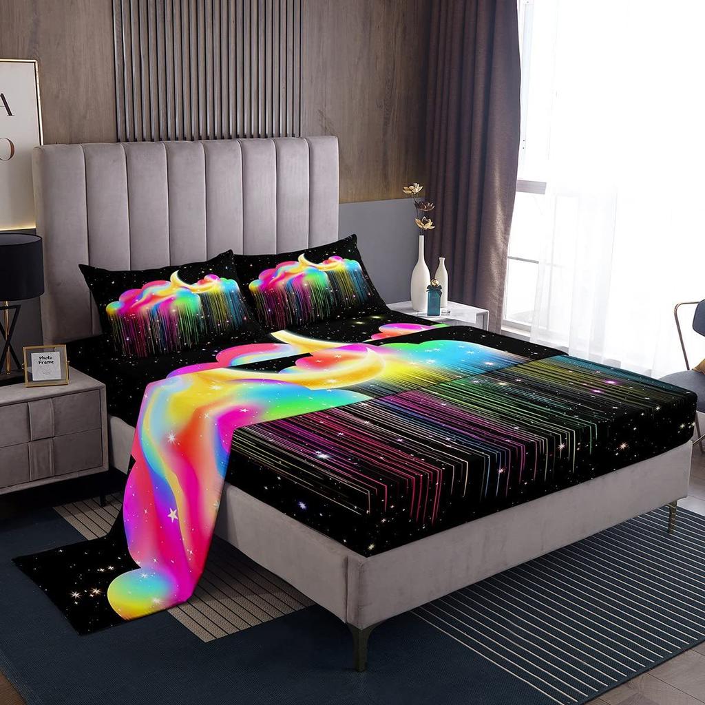 Seabed Color Coral Pattern Bed Hat Four-piece Bedding Set Bedroom Dormitory Bedding Set