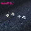 925 Silver Clover Stud Earrings with Sparkling Zircon for Women and Girls