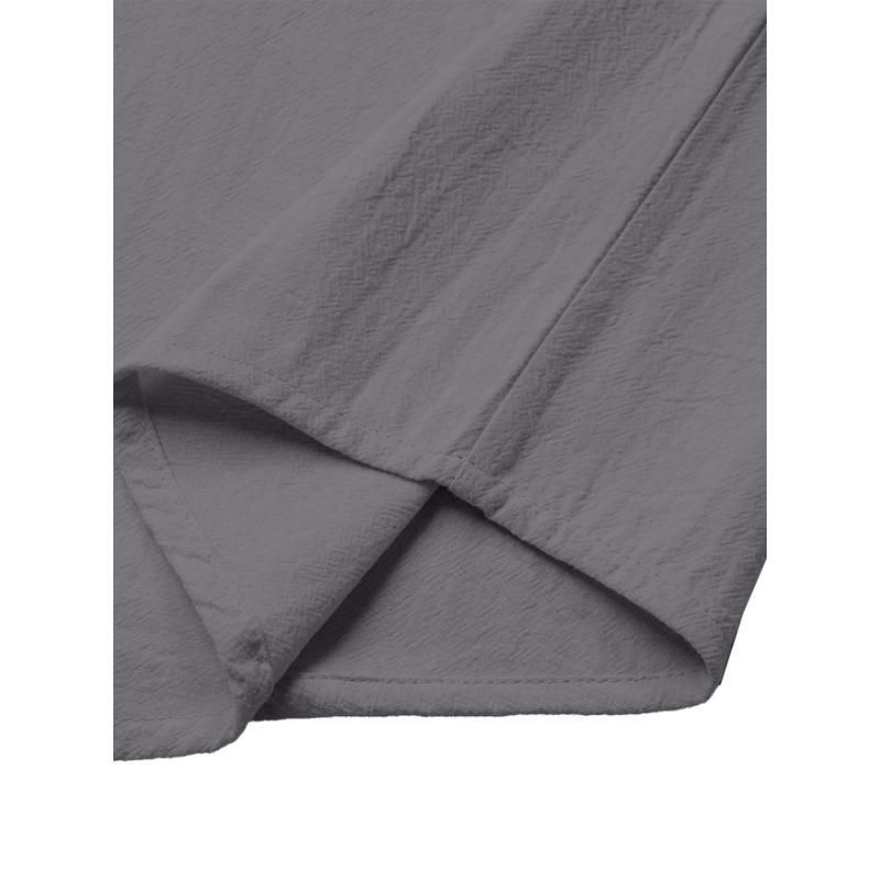 Men's Casual Henley Neck Long Sleeve Tunic Top with Pleated Detail
