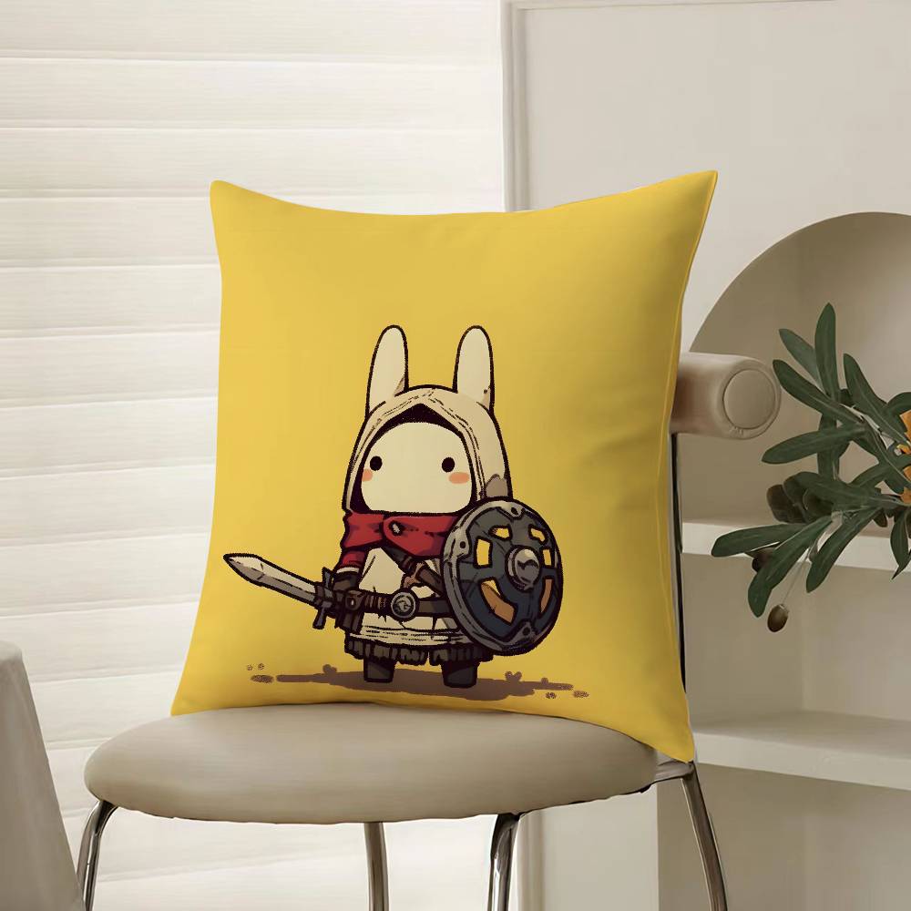 Cute Rabbit Dresses Pillow Case Comfort Sofa Bed Silky Elegant Invisible Zipper Decorative Cushion Cover