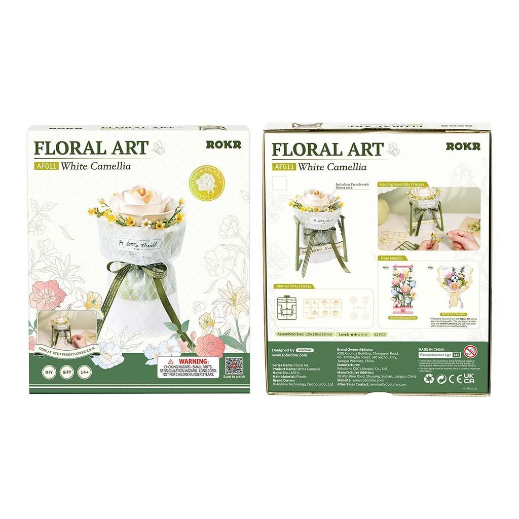 Robotime ROKR DIY Bouquet White Camellia 3D Puzzle Models DIY Flowers for Girlfriend Valentine's Day Gift AF011