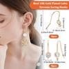 Beebeecraft 16Pcs 2 Sizes Cubic Zirconia Earring Hooks 18K Gold Plated Ear Wire Fish Hooks with Loop Round Rhinestone Earring Components for DIY