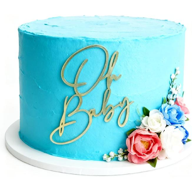Acrylic Gold Oh Baby Cake Topper, Baby Welcome Party Cake Decoration Acrylic Cake Decoration for Baby Shower Gender Reveal Birthday Party Supplies