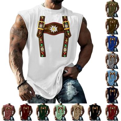 Men Sleeveless Tank Top Loose Fit Casual Streetwear Printed Texture Pattern Summer Vest for Outdoor Sports and Daily Wear