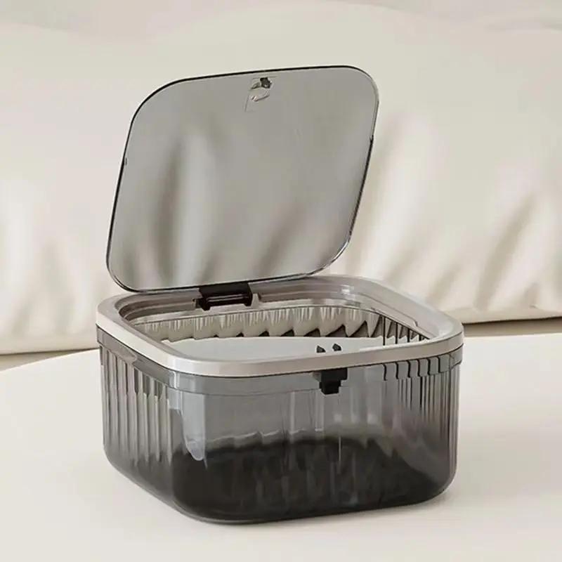 Mini Desktop Trash Can Transparent Countertop Waste Bin Household Bedroom Bedside Garbage Storage Bathroom Supplies