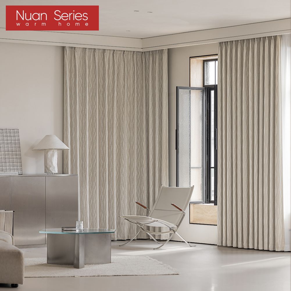 1PC Nuan Series Elegant Solid Color Blackout Curtain Double-sided Chenille Jacquard Thick Curtains for Bedroom Living Room Window for Home Decor