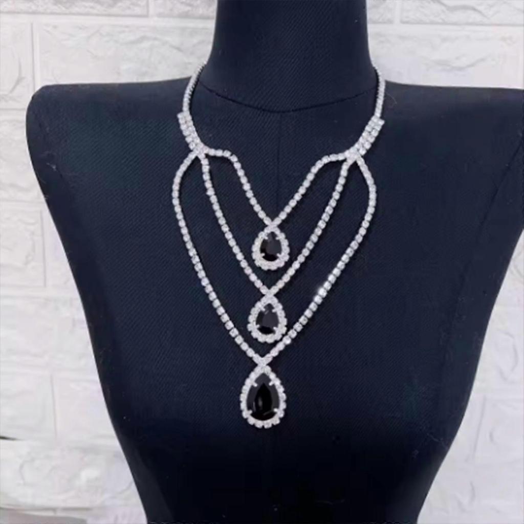 Elegant Necklace Thick Chain Necklace Crystal Water Drop Necklace Pendant Necklace Perfect for Stylish Women Present