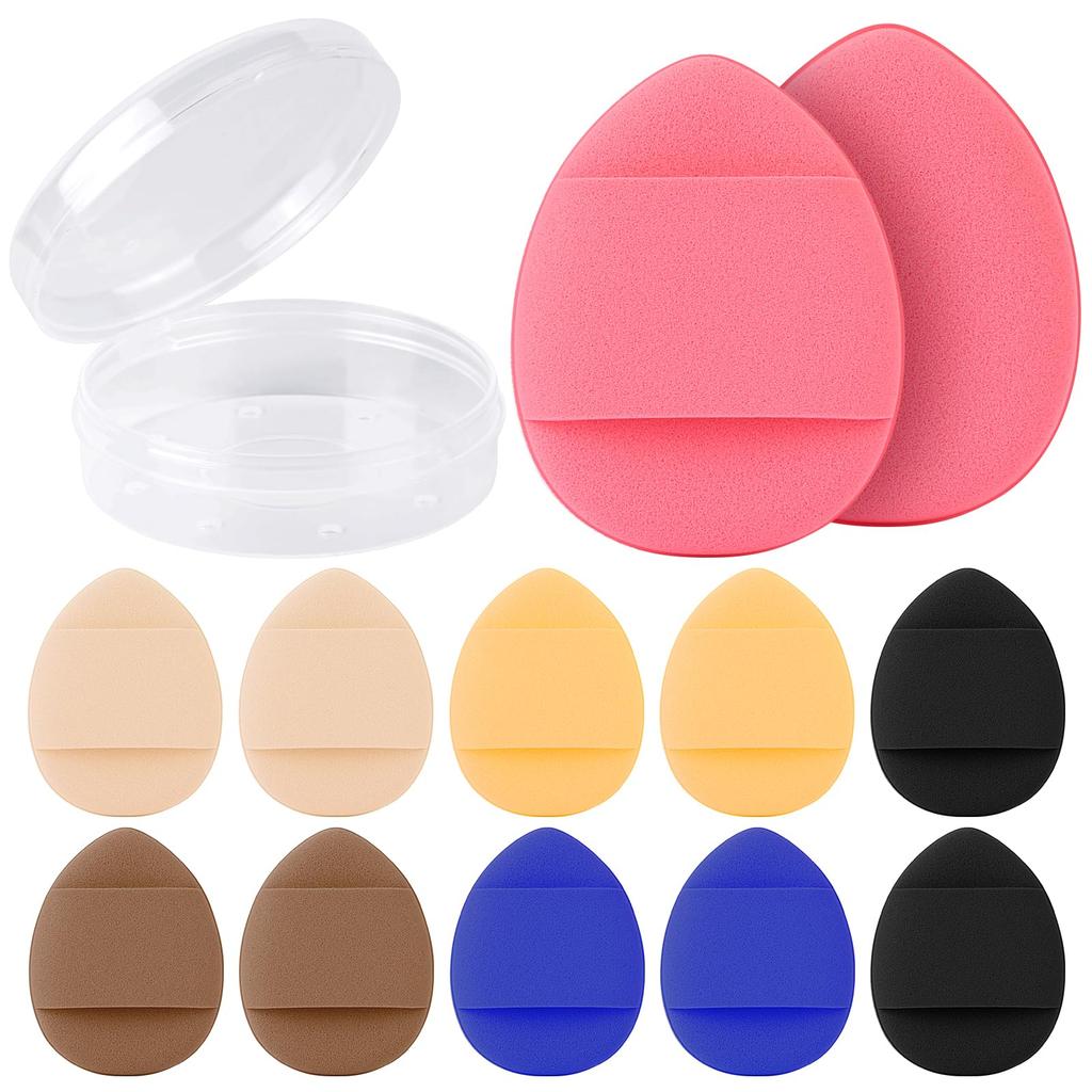 HOOMTREE Finger Mini Sponge with Puff Droplet 6 for Fingertip Cushion Foundation Makeup High Absorbency Puffs, Puffs, Dual-Layer Case, Shape, Colors,