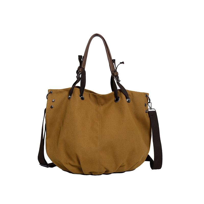 Винтажная большая холщовая сумка-тоут через плечо Стильная Для студентов И commuting хаки