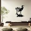 Metal Crane Wall Art, Japanese Style Black Decor for Living Room Bedroom Office