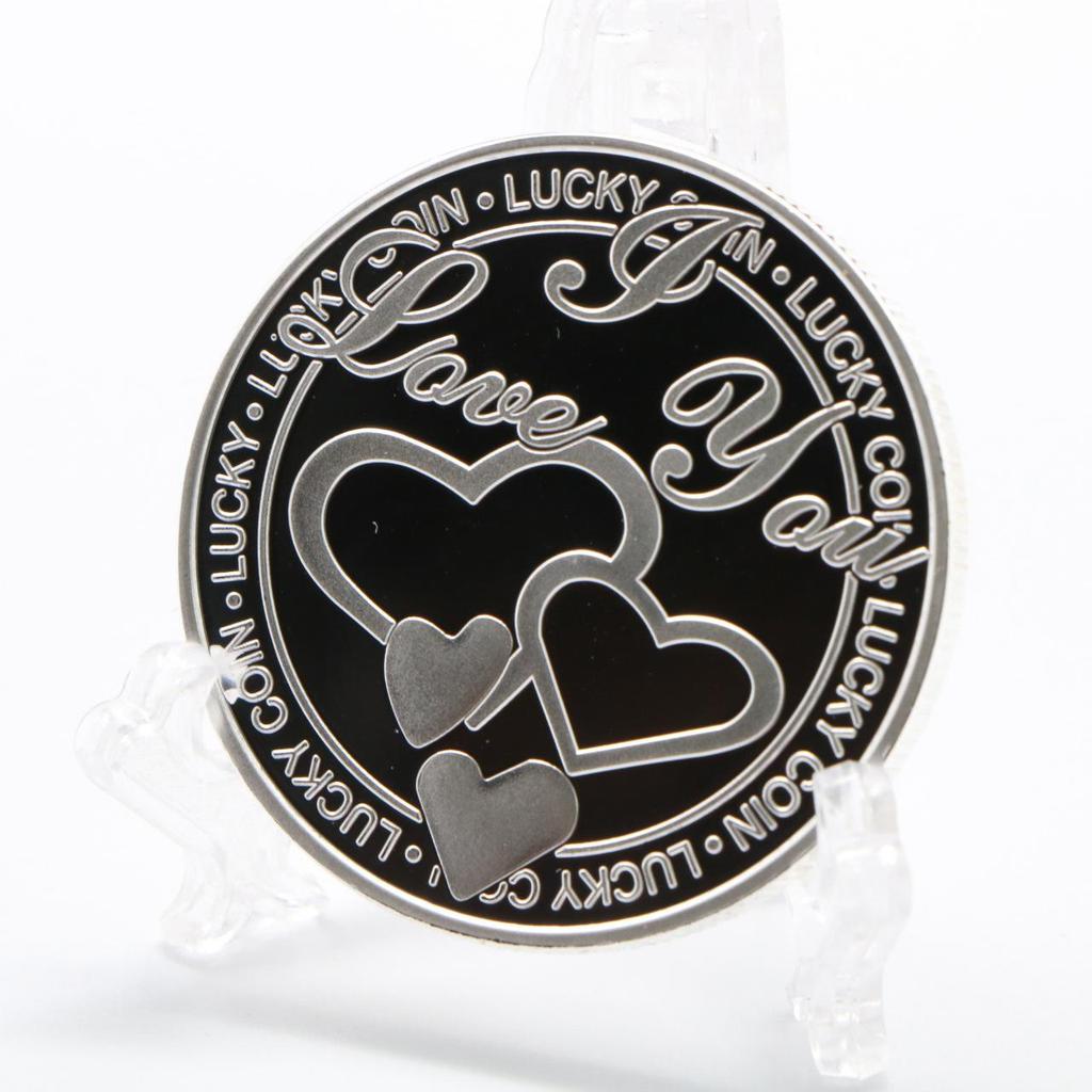 Heart shaped love silver plated commemorative coin, collectible coin, relief, lucky coin, heart matching, commemorative medal