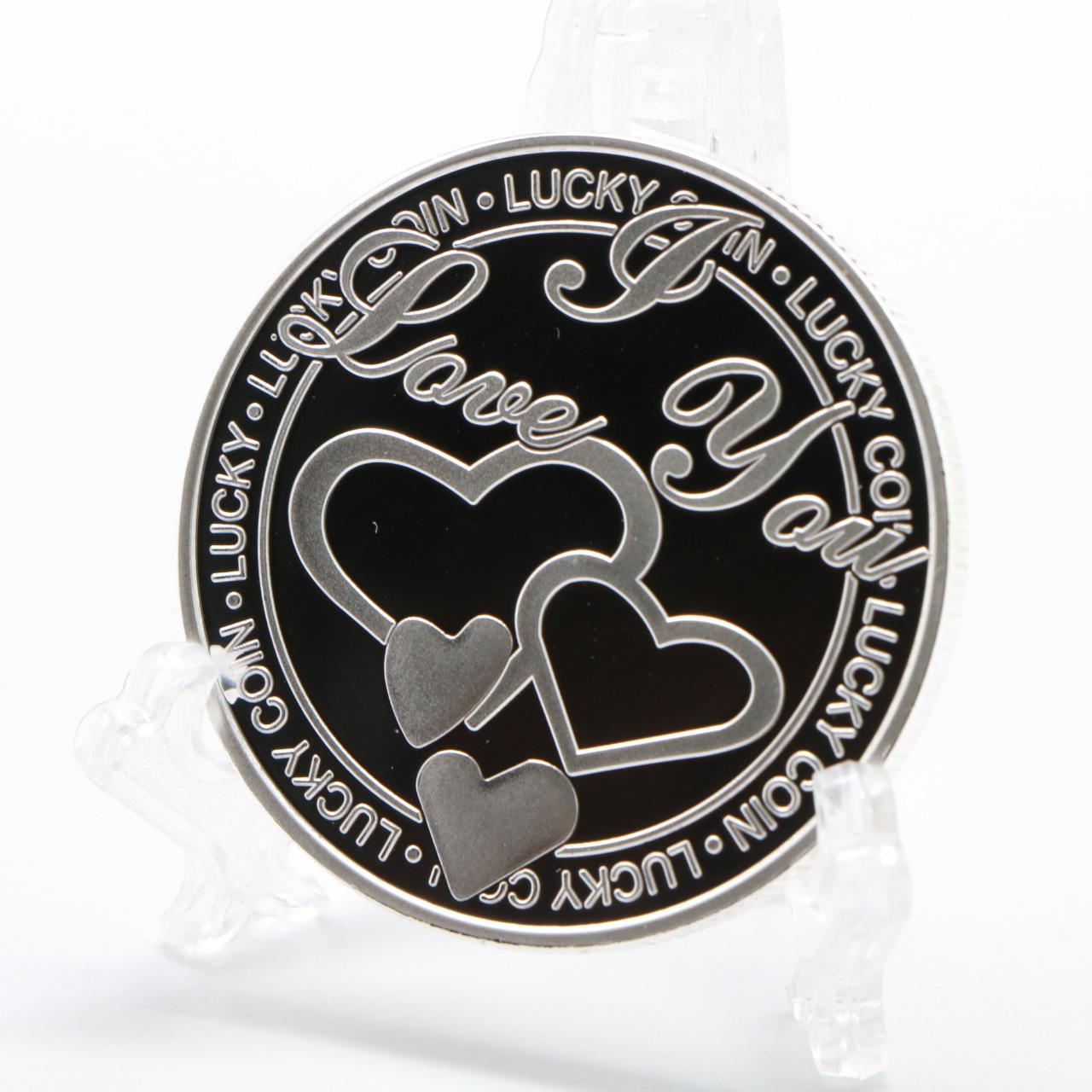 Heart shaped love silver plated commemorative coin, collectible coin, relief, lucky coin, heart matching, commemorative medal серебряный