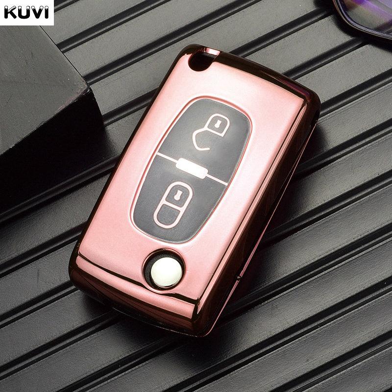 Plating Tpu 2/3 Buttons Car Remote Key Case Cover Shell For Citroen C2 C3 C4 C5 C6 C8 For Peugeot 107 207 307 307S 308 407 607