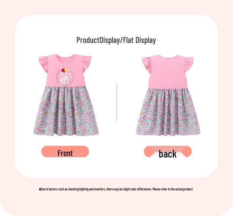 Little Maven Summer Floral Cartoon Dress - Short Sleeve, Breathable Children's Skirt