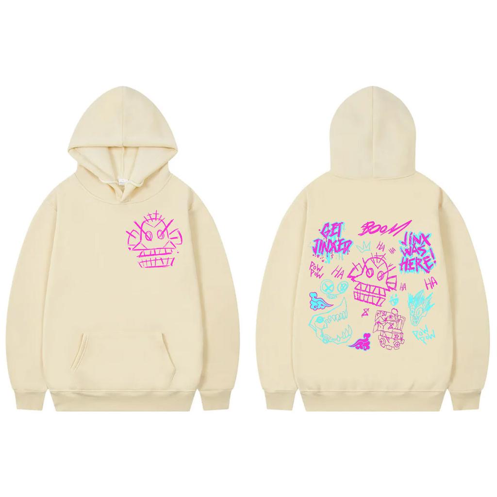 Game Anime Jinx Graffiti Print Hoodie Harajuku Oversized Clothing Pullovers Men Women Fashion Hooded Sweatshirts