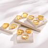 Goldenes Herz Zirkonium Edelstahl Gravierbarer Geometrischer Ring - Damen Modeschmuck