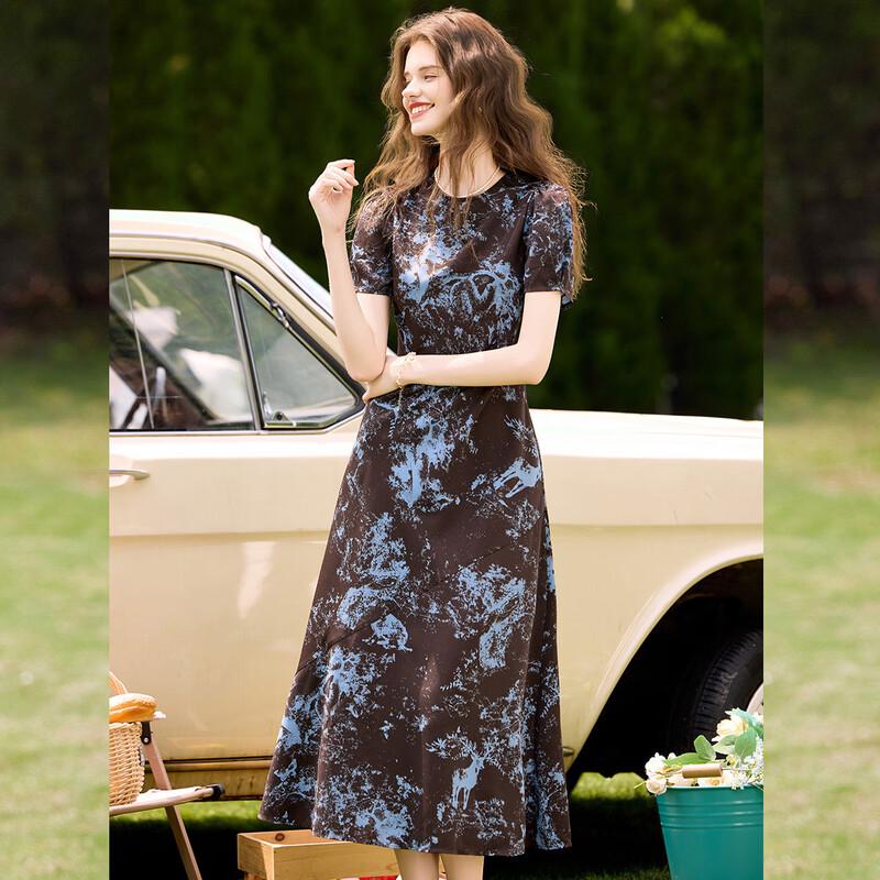 

Женское длинное платье-трапеция с принтом Bailuyu M