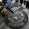 Custom Name Toronto Blue Jays Round Area Rug,Carpet Rug for Living Room Bedroom Sofa Playroom Decor,Non-slip Floor Mat
