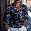 Retro 3D-Druck Florale Grafik Lässige Hemden Herren Damen Blumenhemd Langarm Trendiger Streetstyle Blusen Herbst Herrenbekleidung