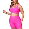 New Split Fat Woman Sports Swimsuit Women's Large Size Nylon Solid Color European and American Conservative Tanki