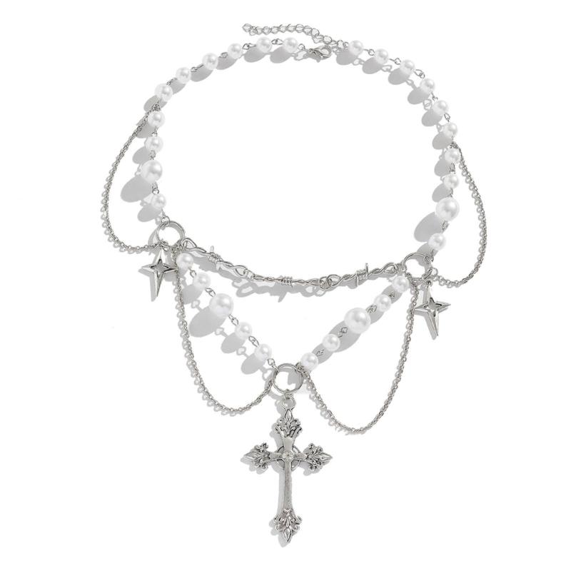 Strawberry Necklace Imitation Pearl Choker Bohemia Layer Crystal Clavicle Chain Delicate Sweet Necklace for Women Girl