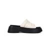 Wrinkled leather thick-soled one-word slippers women's 2025 summer new versatile casual outer wear muffin sole heightening sandals