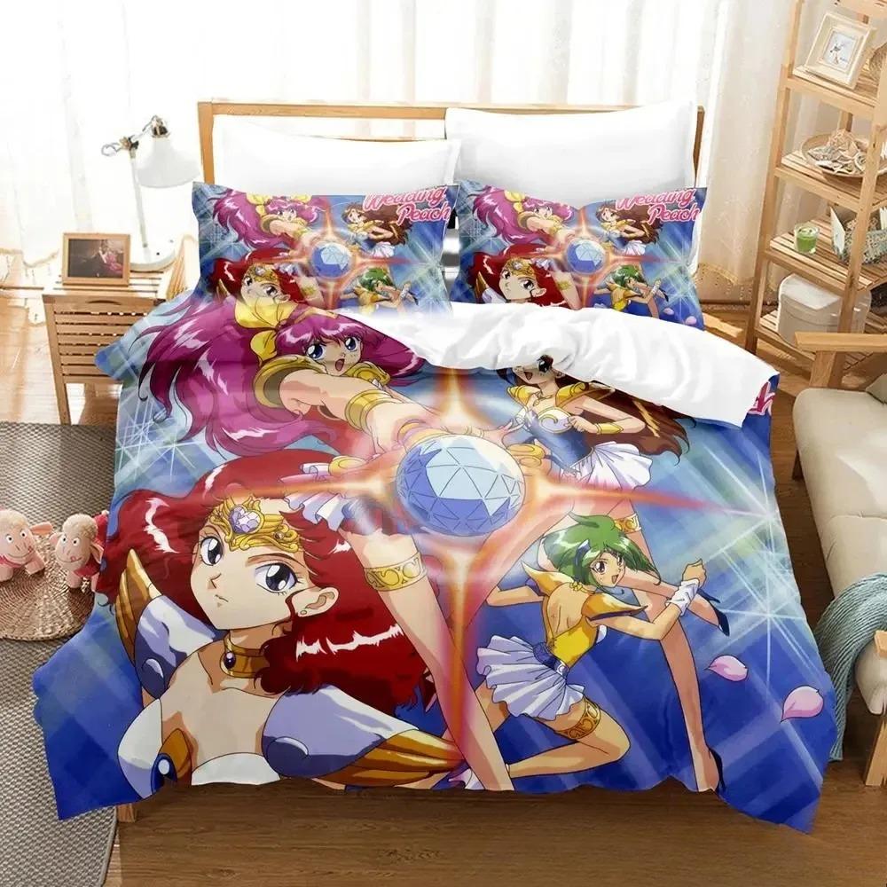 Anime Wedding Peach Bedding CollectionDuvet Cover Comforter Bed Collection Quilt Cover PillowcaseKing Queen Twin Size Boys Girls Adultse