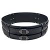 Layered Wide Belt with Rivets Embossed Wrap Buckles Fashion Waistband
