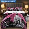 3PCS Ethereal pink Angelic skull Bedding Set,Including 1pc Duvet Cover And 2pcs Pillowcases Perfect for Bedroom, Dormitory, Fan Christmas gift