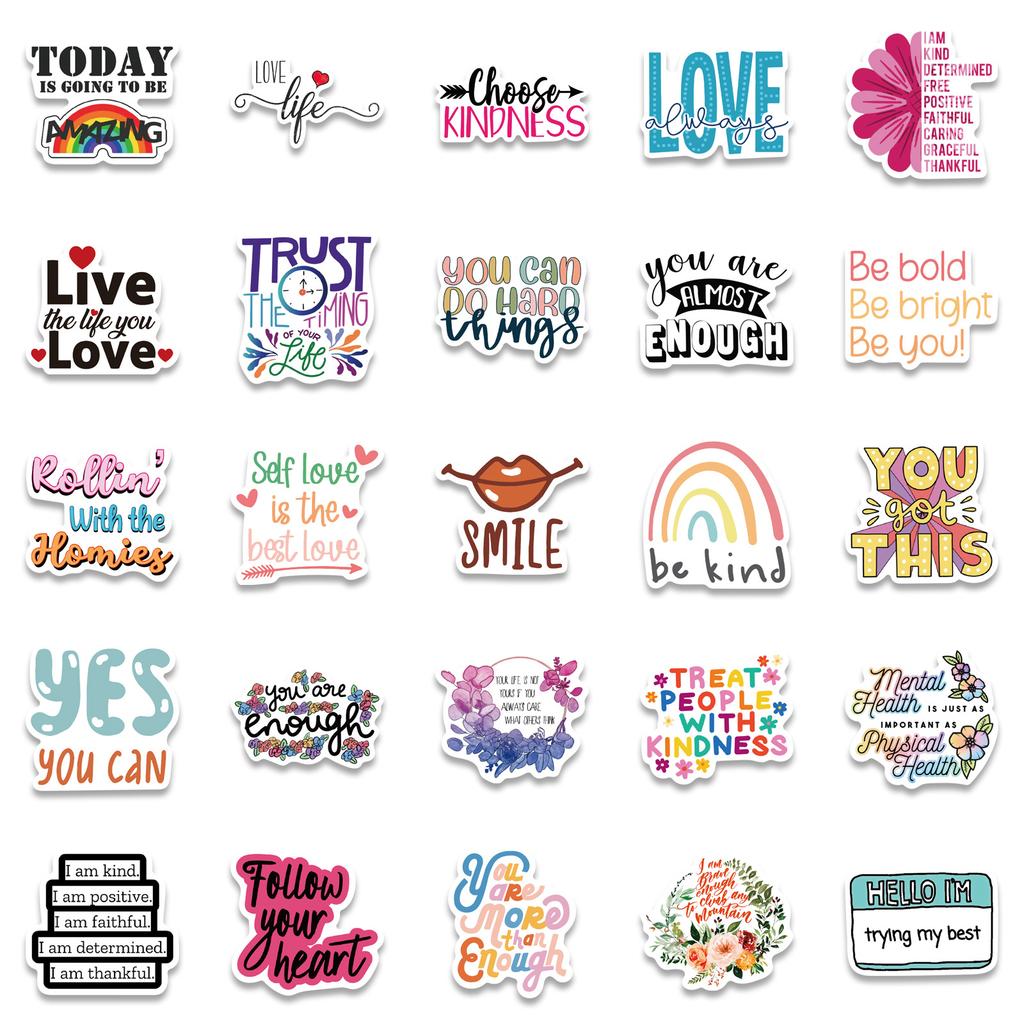 52 Popular Inspirational English Graffiti Stickers Decorate Suitcase Notebook Waterproof Stickers