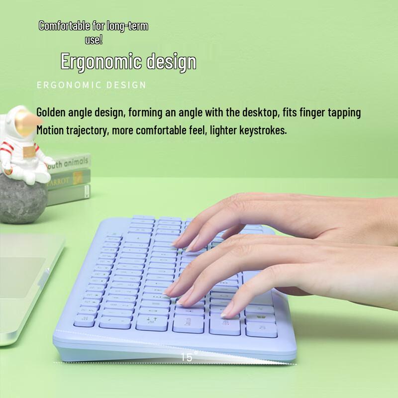 Qisha Silent Wireless Keyboard & Mouse Combo - Purple