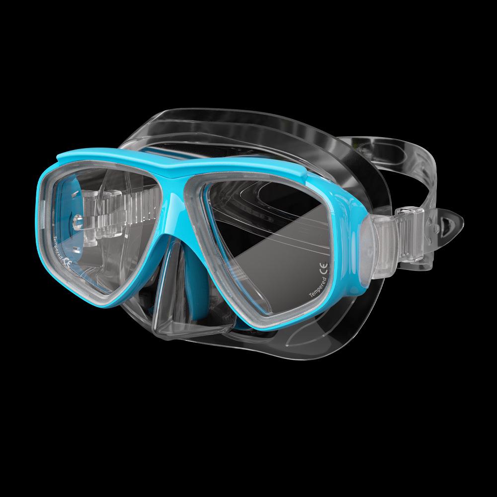 Custom Professional Snorkeling & Diving Goggles  Silicone + PC Material 2 Windows Universal Fit