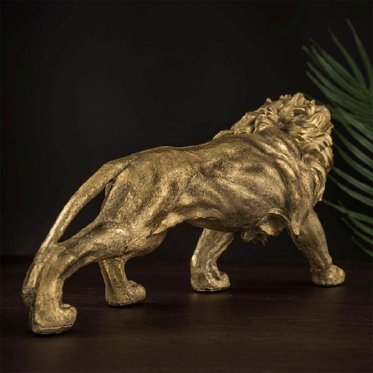 Creative Golden Lion Resin Statue, Animal Model Sculpture, Home Decoration Accessories, Living Room, Office Desktop