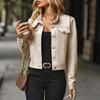 Women's Solid-Color Fashionable Casual Drawstring Waist Long-Sleeve Jacket For Fall/Winter