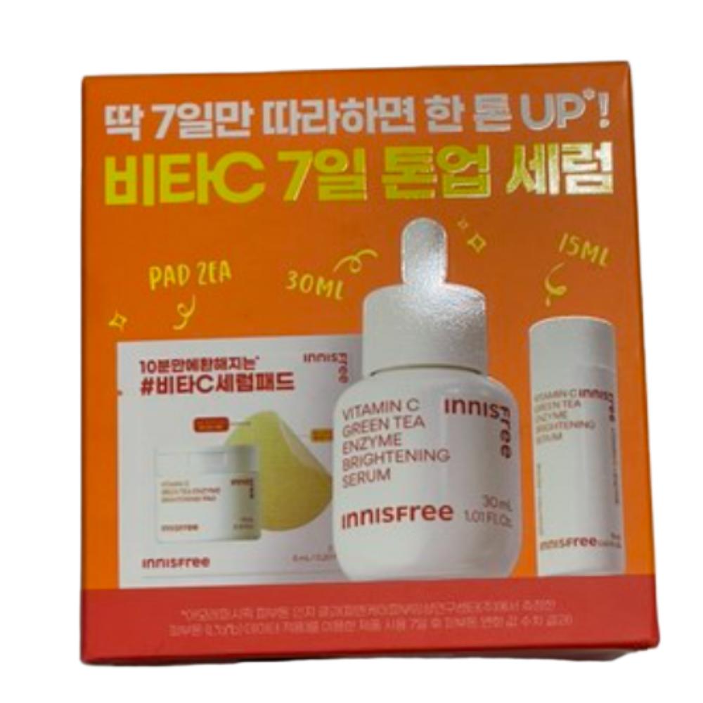 

Innisfree Vita C Green Tea Enzyme Brightening Serum & Pad Set 30ml + 15ml + 2 Pads