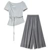 Elegant Off-Shoulder T-Shirt & Wide-Leg Pants Set