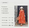 2026 Summer Retro Print Cotton & Linen Long Dress for Women