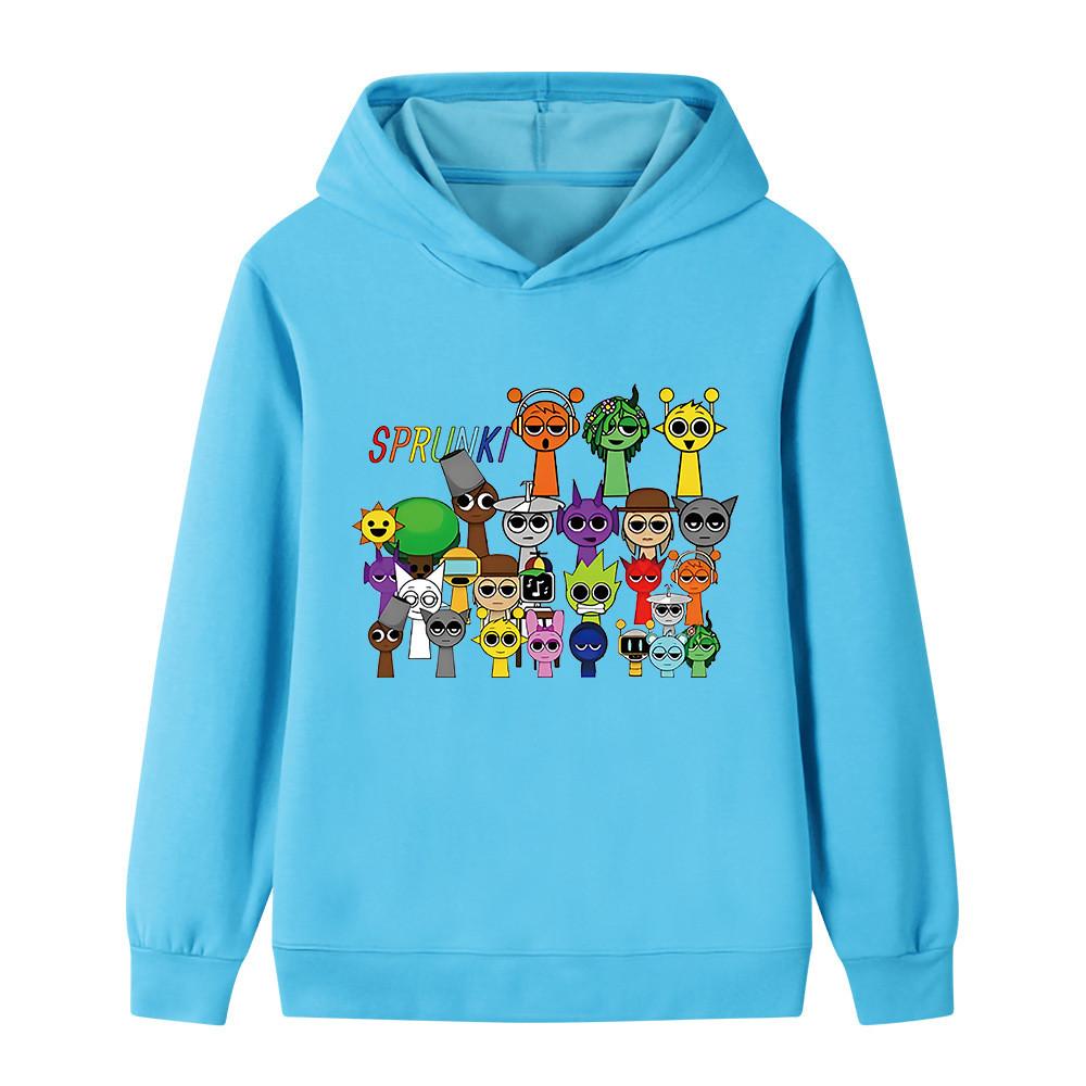 B1059 Kids Boys Girls Sprunki Print Soft Colorful Long Sleeves Hoodie