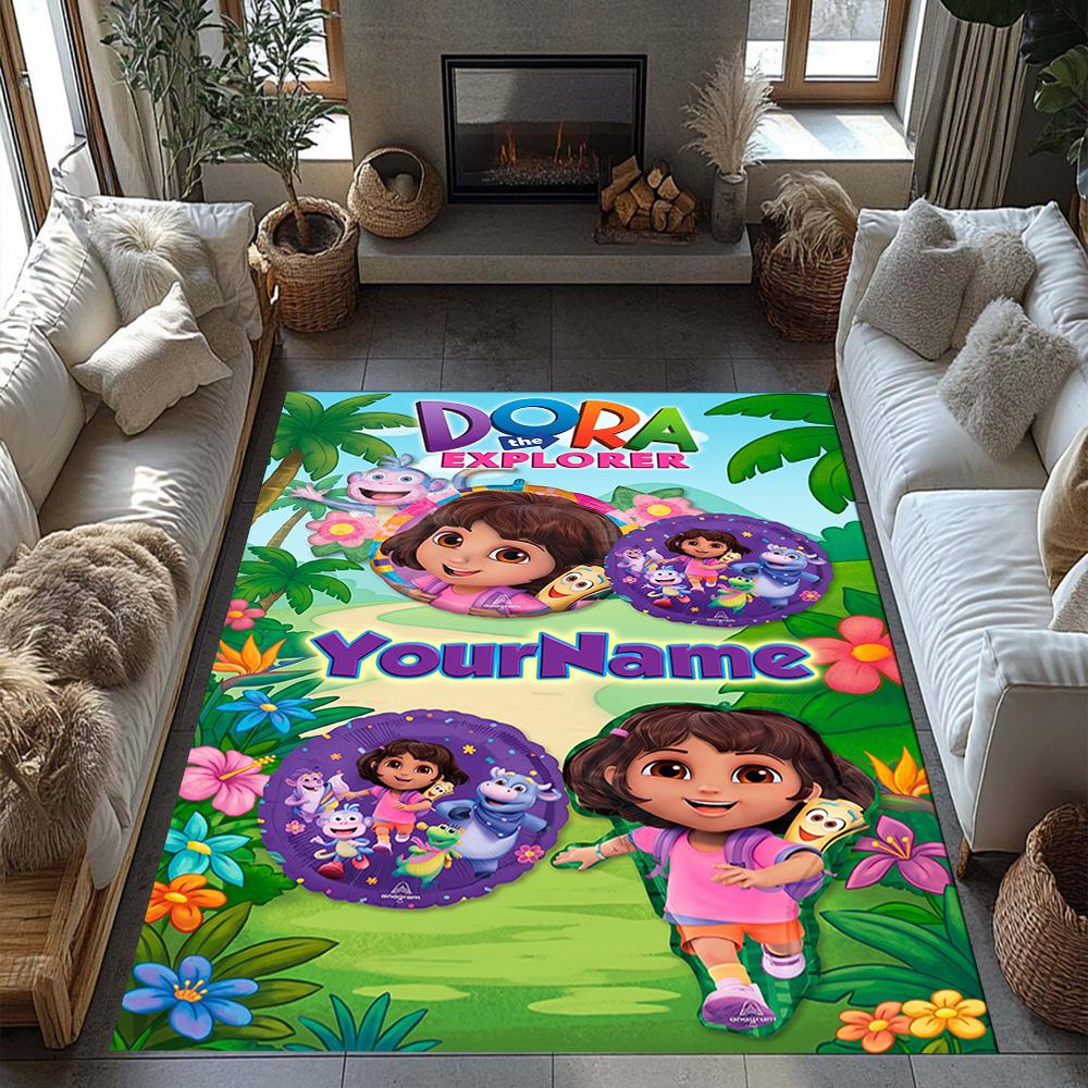 Dora Explorer Personalized Name Floor Mat Perfect for Game Room Playrooms Outdoor Entryway Anti-slip Rug Decorate Offices Birthday/Christmas Gift