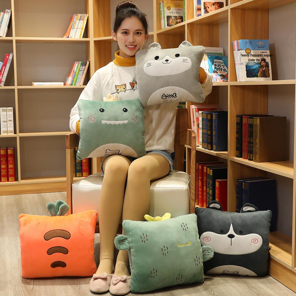 Cartoon Pillow Blanket: Multifunctional Cushion for Office and Car Use