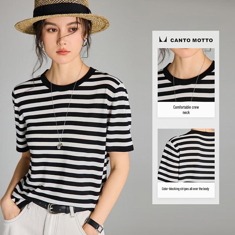 Women's Tencel Silk Blend Classic Striped T-Shirt