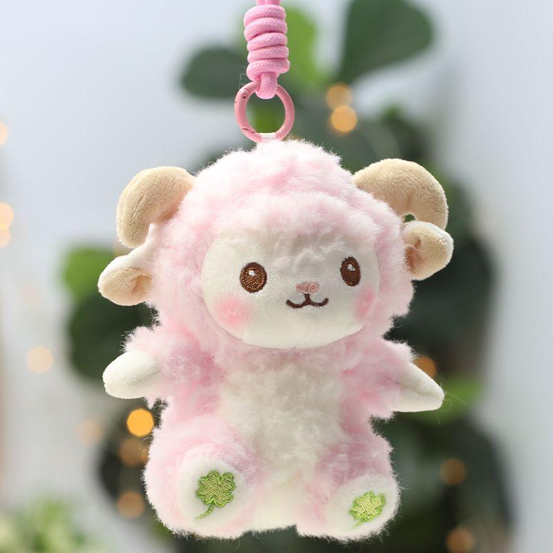 Soft Fluffy Lamb Plush Keychain With Necklace Multi Color Options Perfect For Backpack Decoration Birthday Gifts For Kids Girls