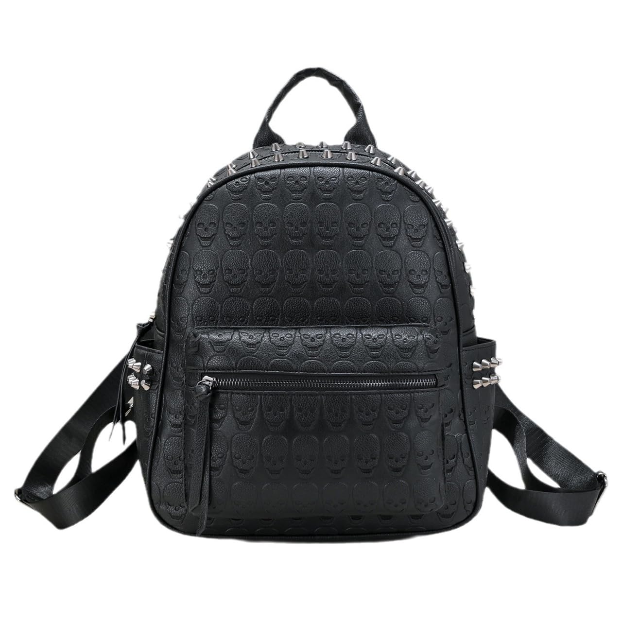 

Backpack with skull and studded PU black [Queen-b] crossbones, design, casual, skull, skeleton, stylish, unisex, men s, women s, leather, (black) чорний