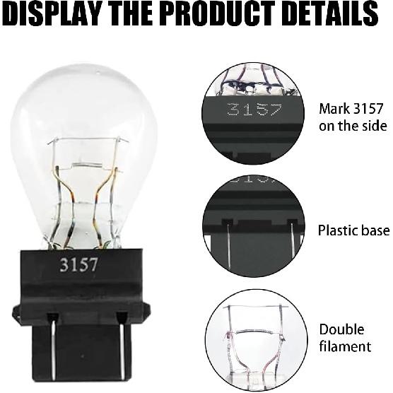 10 PCS 3157 Car Instrument Light Bulb, 12V 21/5W Waterproof Durable Vehicle Brake Light Replacements, Universal Automotive Marker Tail Light